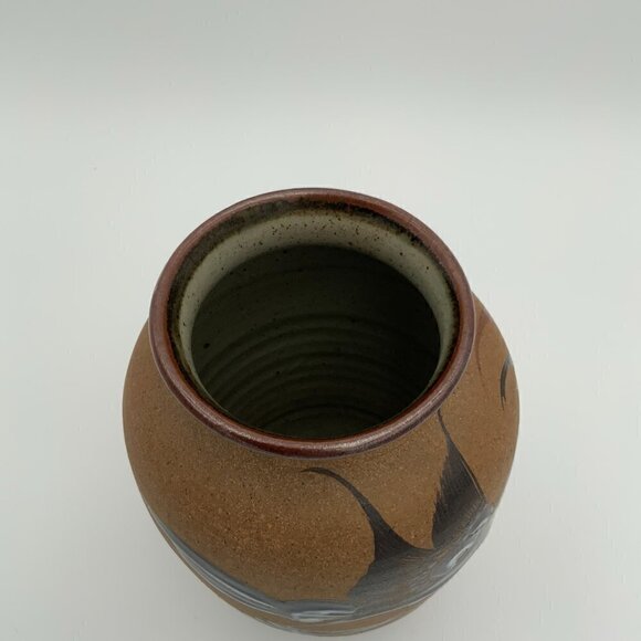 Vintage Mexico TONALA Vase Folk Art Pottery Hand Painted Bird TACAT - Picture 8 of 8